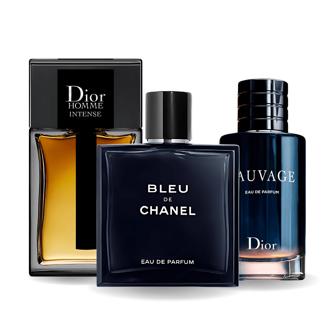 Set 3 Perfumes Sauvage Dior, Bleu de Chanel & Dior Homme Intense 100ml